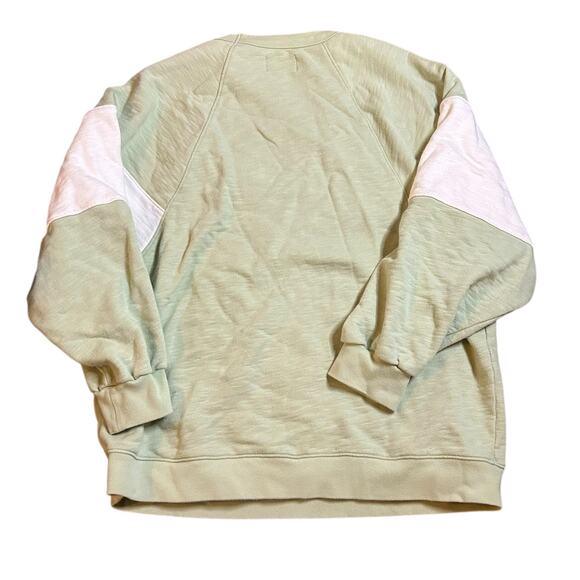 Madewell MWL Oversized Raglan Crew Sweatshirt Size Large Colorblock Green White - Picture 4 of 4